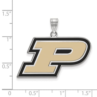 Sterling Silver Rhodium-plated LogoArt Purdue University Letter P Large Enameled Pendant
