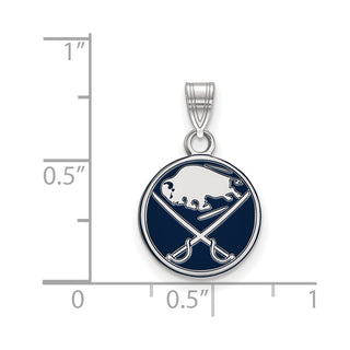 Sterling Silver Rhodium-plated NHL LogoArt Buffalo Sabres Small Enameled Pendant