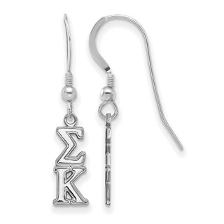 Sterling Silver Rhodium-plated LogoArt Sigma Kappa Extra Sorority Greek Letters Small Dangle Wire Earrings