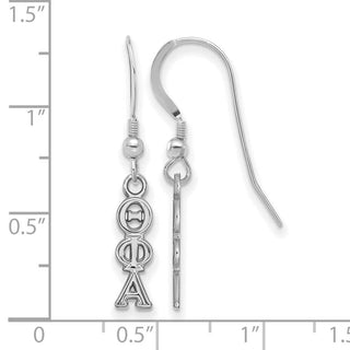 Sterling Silver Rhodium-plated LogoArt Theta Phi Alpha Extra Sorority Greek Letters Small Dangle Wire Earrings