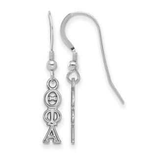 Sterling Silver Rhodium-plated LogoArt Theta Phi Alpha Extra Sorority Greek Letters Small Dangle Wire Earrings