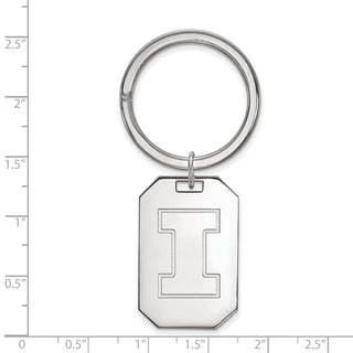 Sterling Silver Rhodium-plated LogoArt University of Illinois Letter I Key Ring
