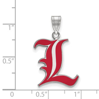 Sterling Silver Rhodium-plated LogoArt University of Louisville Letter L Large Enameled Pendant
