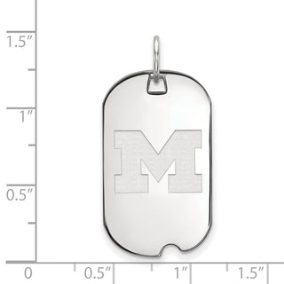 10k White Gold LogoArt University of Michigan Letter M Small Dog Tag Pendant