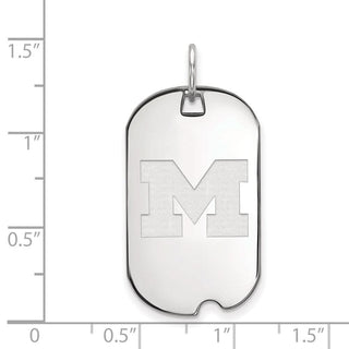 10k White Gold LogoArt University of Michigan Letter M Small Dog Tag Pendant