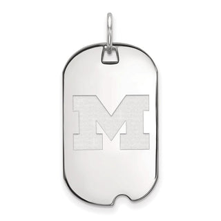 10k White Gold LogoArt University of Michigan Letter M Small Dog Tag Pendant