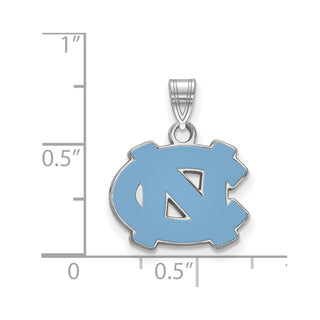 Sterling Silver Rhodium-plated LogoArt University of North Carolina N-C Small Enameled Pendant