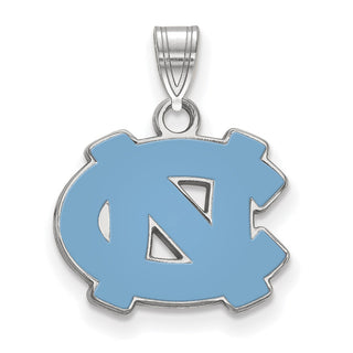 Sterling Silver Rhodium-plated LogoArt University of North Carolina N-C Small Enameled Pendant
