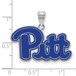 Sterling Silver Rhodium-plated LogoArt University of Pittsburgh Large Enameled Pendant