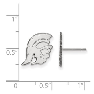 14k White Gold LogoArt University of Southern California Trojan Small Post Earrings