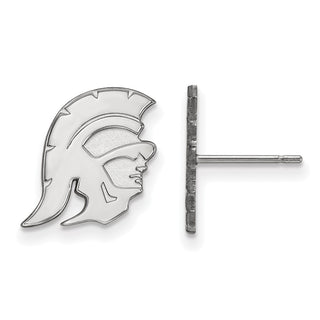 Sterling Silver Rhodium-plated LogoArt University of Southern California Trojan Small Post Earrings