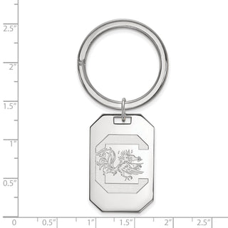 Sterling Silver Rhodium-plated LogoArt University of South Carolina Key Ring