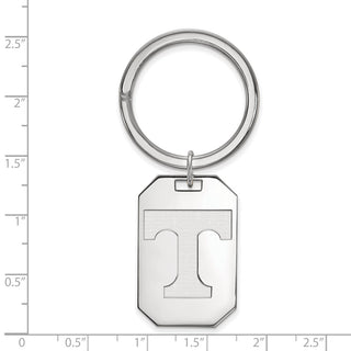 Sterling Silver Rhodium-plated LogoArt University of Tennessee Letter T Key Ring