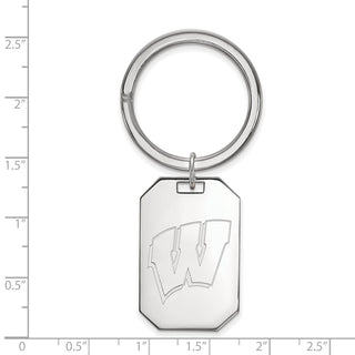 Sterling Silver Rhodium-plated LogoArt University of Wisconsin Letter W Key Ring