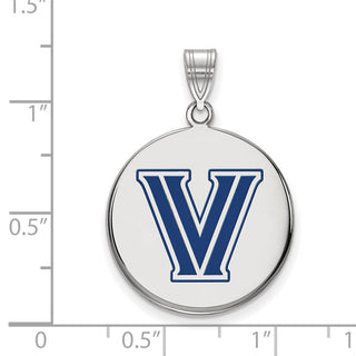 Sterling Silver Rhodium-plated LogoArt Villanova University Letter V Large Enameled Disc Pendant