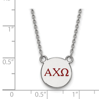 Sterling Silver Rhodium-plated LogoArt Alpha Chi Omega Sorority Greek Letters Small Color Enamel Pendant 18 inch Necklace SS027ACO-18