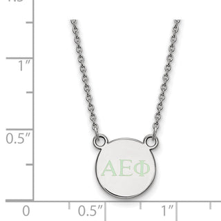 Sterling Silver Rhodium-plated LogoArt Alpha Epsilon Phi Sorority Greek Letters Extra Small Color Enamel Pendant 18 inch Necklace SS027AEP-18