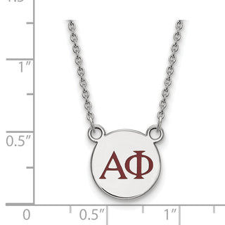 Sterling Silver Rhodium-plated LogoArt Alpha Phi Sorority Greek Letters Small Color Enamel Pendant 18 inch Necklace SS027APH-18