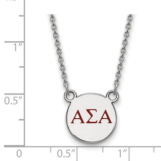 Sterling Silver Rhodium-plated LogoArt Alpha Sigma Alpha Sorority Greek Letters Small Color Enamel Pendant 18 inch Necklace SS027ASI-18