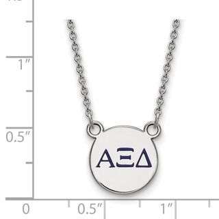Sterling Silver Rhodium-plated LogoArt Alpha Xi Delta Sorority Greek Letters Extra Small Color Enamel Pendant 18 inch Necklace