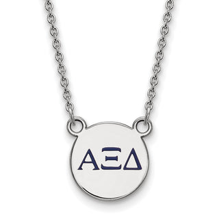 Sterling Silver Rhodium-plated LogoArt Alpha Xi Delta Sorority Greek Letters Extra Small Color Enamel Pendant 18 inch Necklace