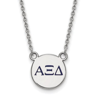 Sterling Silver Rhodium-plated LogoArt Alpha Xi Delta Sorority Greek Letters Extra Small Color Enamel Pendant 18 inch Necklace