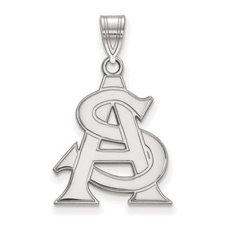 Sterling Silver Rhodium-plated LogoArt Arizona State University A-S Large Pendant