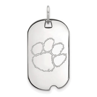 14k White Gold LogoArt Clemson University Tiger Paw Small Dog Tag Pendant