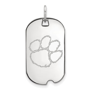 10k White Gold LogoArt Clemson University Tiger Paw Small Dog Tag Pendant