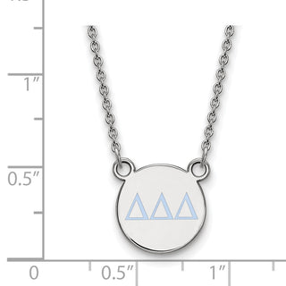 Sterling Silver Rhodium-plated LogoArt Delta Delta Delta Sorority Greek Letters Small Color Enamel Pendant 18 inch Necklace SS027DDD-18