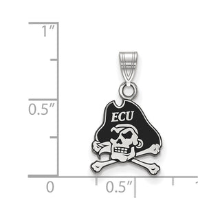 Sterling Silver Rhodium-plated LogoArt East Carolina University Pirate Small Enameled Pendant SS027ECU