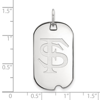 Sterling Silver Florida State University Pendant - Small F-S Dog Tag, 36 x 18mm, Rhodium-Plated