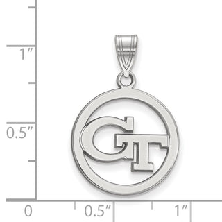 Sterling Silver Rhodium-plated LogoArt Georgia Institute of Technology G-T Medium Circle Pendant