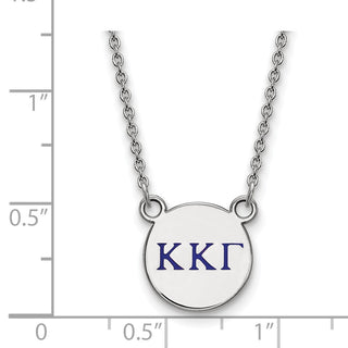 Sterling Silver Rhodium-plated LogoArt Kappa Kappa Gamma Sorority Greek Letters Small Color Enamel Pendant 18 inch Necklace SS027KKG-18
