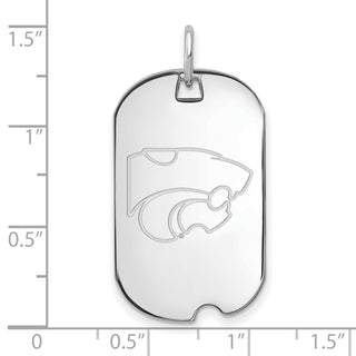 10k White Gold LogoArt Kansas State University Wildcat Small Dog Tag Pendant
