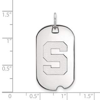 10k White Gold LogoArt Michigan State University Letter S Small Dog Tag Pendant
