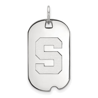 14k White Gold LogoArt Michigan State University Letter S Small Dog Tag Pendant