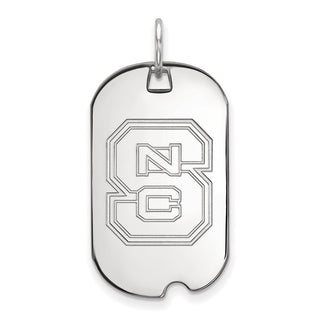 Sterling Silver Rhodium-plated LogoArt North Carolina State University N-C-S Small Dog Tag Pendant