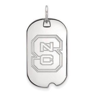 10k White Gold LogoArt North Carolina State University N-C-S Small Dog Tag Pendant