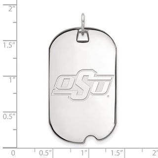 10k White Gold LogoArt Oklahoma State University O-S-U Large Dog Tag Pendant