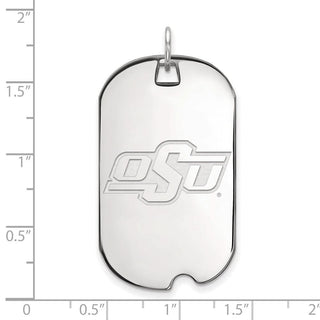 10k White Gold LogoArt Oklahoma State University O-S-U Large Dog Tag Pendant