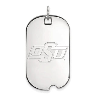10k White Gold LogoArt Oklahoma State University O-S-U Large Dog Tag Pendant