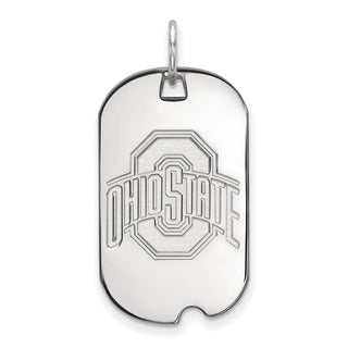 14k White Gold LogoArt The Ohio State University Small Dog Tag Pendant