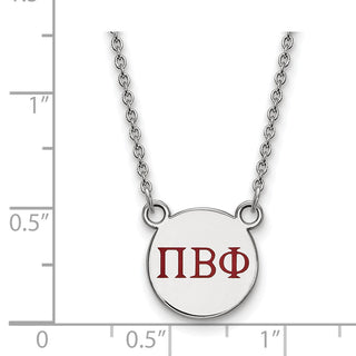 Sterling Silver Rhodium-plated LogoArt Pi Beta Phi Sorority Greek Letters Small Color Enamel Pendant 18 inch Necklace SS027PBP-18