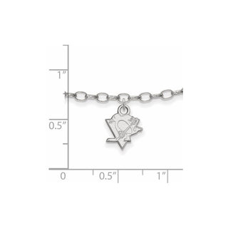 Sterling Silver Rhodium-plated NHL LogoArt Pittsburgh Penguins 9 inch Anklet