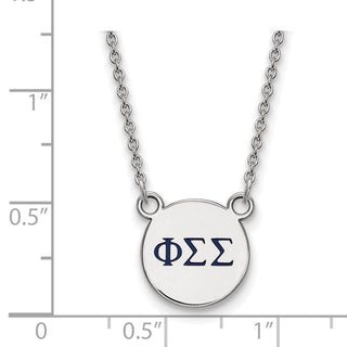 Sterling Silver Rhodium-plated LogoArt Phi Sigma Sigma Sorority Greek Letters Small Color Enamel Pendant 18 inch Necklace SS027PSS-18