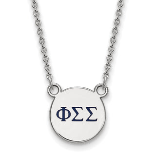 Sterling Silver Rhodium-plated LogoArt Phi Sigma Sigma Sorority Greek Letters Small Color Enamel Pendant 18 inch Necklace SS027PSS-18