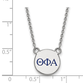 Sterling Silver Rhodium-plated LogoArt Theta Phi Alpha Sorority Greek Letters Small Color Enamel Pendant 18 inch Necklace SS027TPA-18