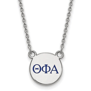 Sterling Silver Rhodium-plated LogoArt Theta Phi Alpha Sorority Greek Letters Small Color Enamel Pendant 18 inch Necklace SS027TPA-18