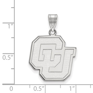 Sterling Silver Rhodium-plated LogoArt University of Colorado C-U Large Pendant
